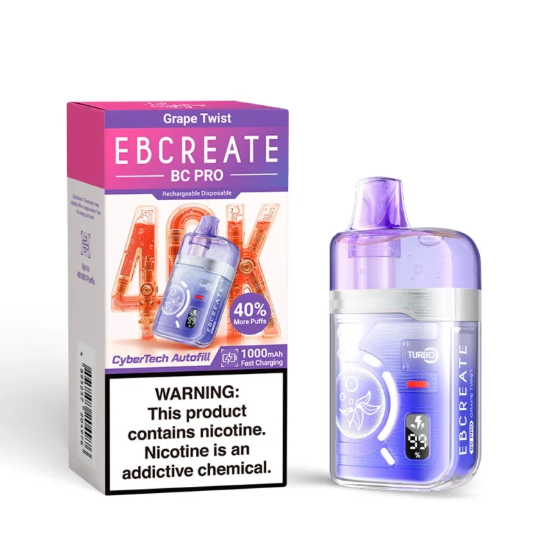 Ebcreate Bc Pro 40k Einweg-E-Zigarette mit 40.000 Zügen, Geschmack „Grape Twist“