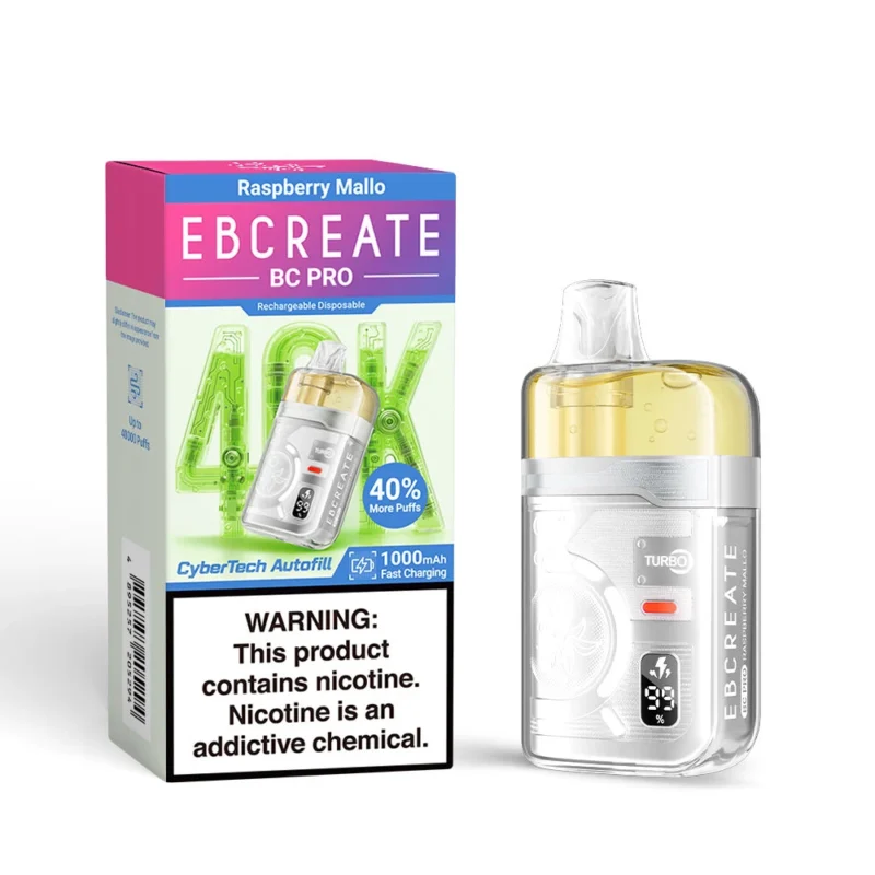 Ebcreate Bc Pro 40k Einweg-E-Zigarette mit 40.000 Zügen, Geschmack „Raspberry Mallo“