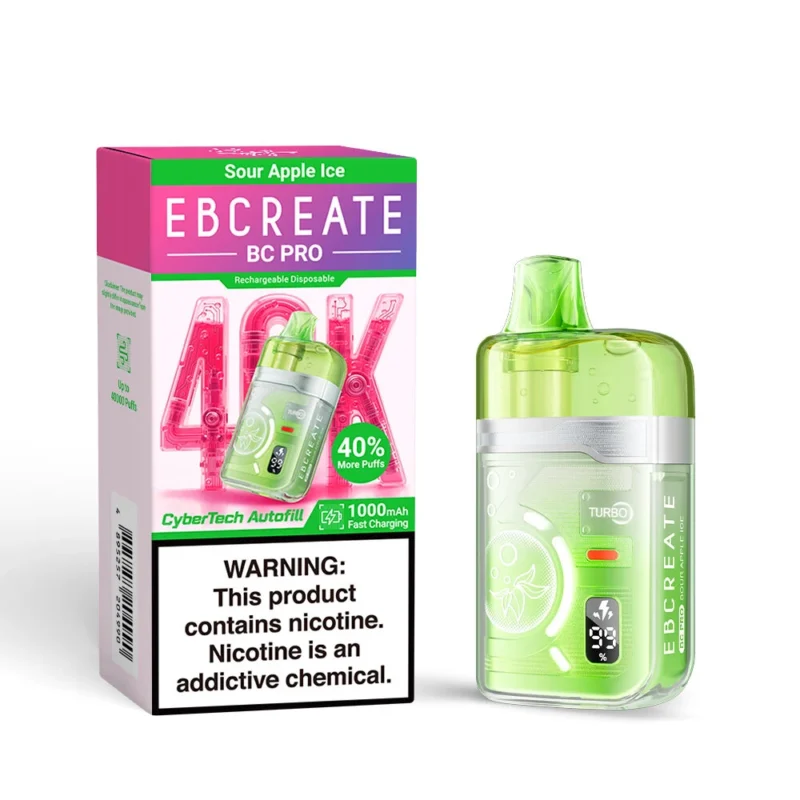 Ebcreate Bc Pro 40k Einweg-E-Zigarette mit 40.000 Zügen, Geschmacksrichtung „Sour Apple Ice“