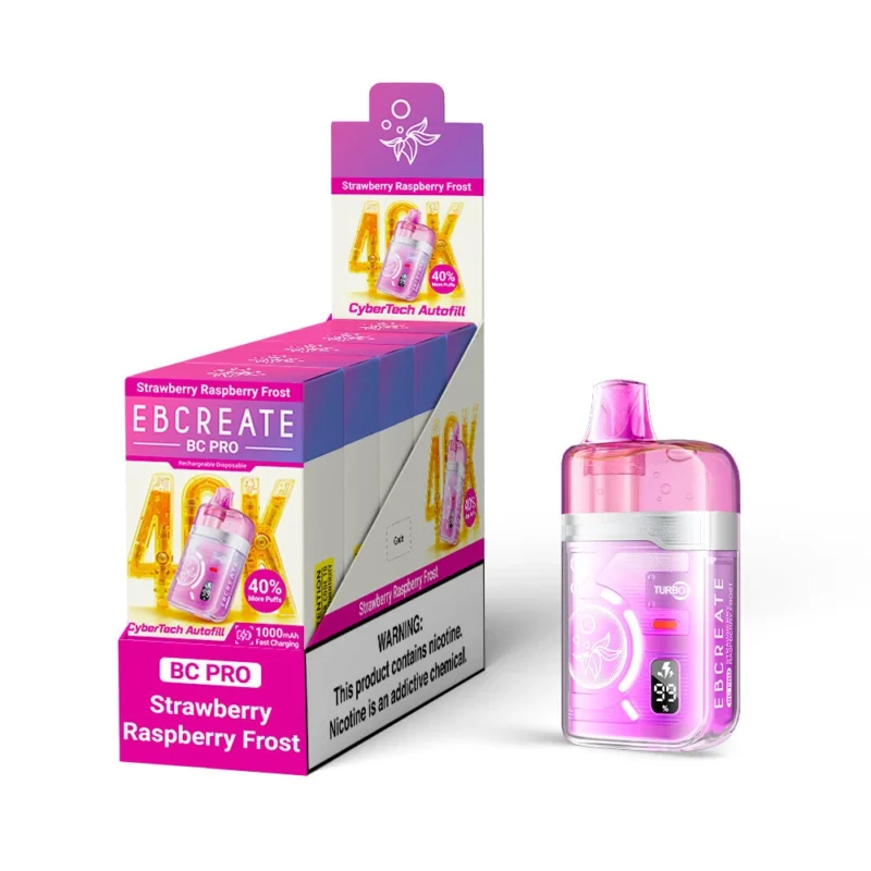 Ebcreate Bc Pro 40k Einweg-E-Zigarette mit 40.000 Zügen, Erdbeer-Himbeer-Frost, 3er-Pack