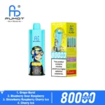 Fumot Eco 4-i-1 80k 80 000k drag engångsvape: Grape Burst, Blueberry, Sour Raspberry, Strawberry, Cherry Ice – 3 enheter