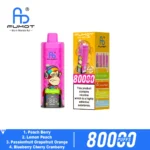 Fumot Eco 4-i-1 80k 80 000 drag engångsvape: persika, bär, citron, passionsfrukt, grapefrukt, apelsin, blåbär, körsbär, tranbär