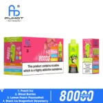 Fumot Eco 4-i-1 80k 80 000 drag engångsvape – Persika, is, blandade bär, citron, passionsfrukt, svart drakefrukt, jordgubbe – detaljer