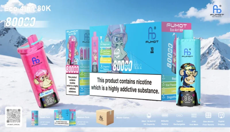 Fumot Eco 4-i-1 80k 80 000k drag engångsvape – lista över smaker