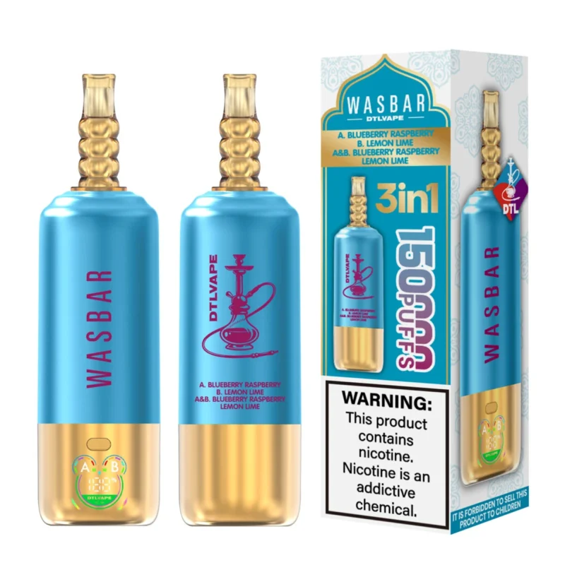 Wasbar Dtl 150k 150000 Puffs Bluberry Raspberrylemon Lime Disposable Vape Device