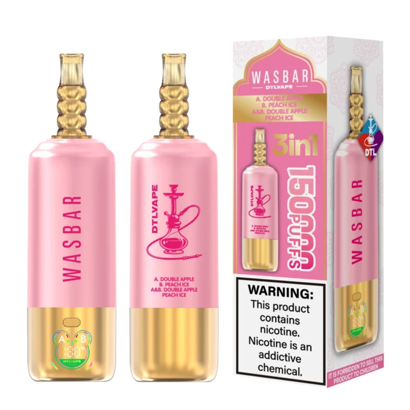Wasbar Dtl 150k 150000 Puffs Double Applepeach Lce 2 Disposable Vape Device