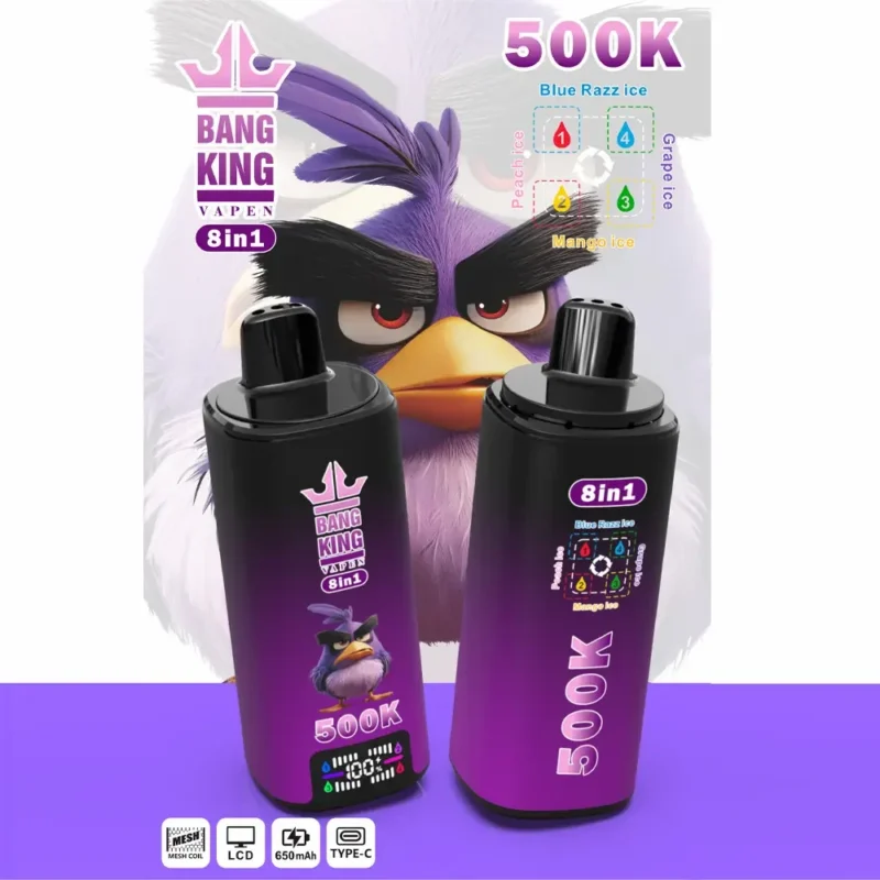 Puff 500k Bang King 500.000 Züge Einweg-E-Zigarette Blue Razz, Ice Peach, Grape, Mango Ice.jpg Gerät