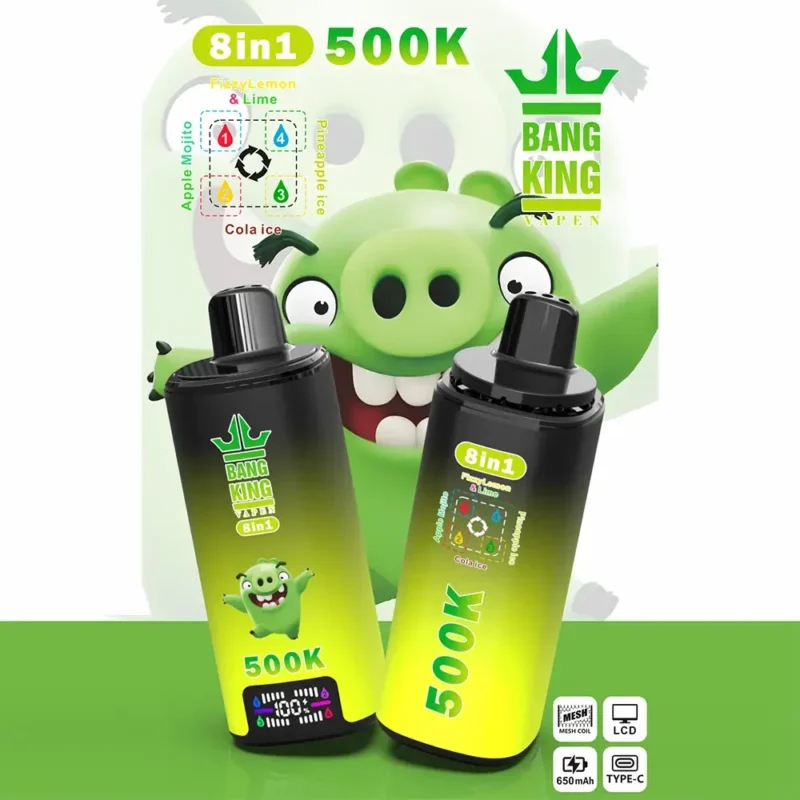Puff 500k Bang King 500.000 Züge Einweg-E-Zigarette Fizzy Lemon, Lime, Apple, Mojito, Pineapple, Ice Cola, Ice.jpg Gerät