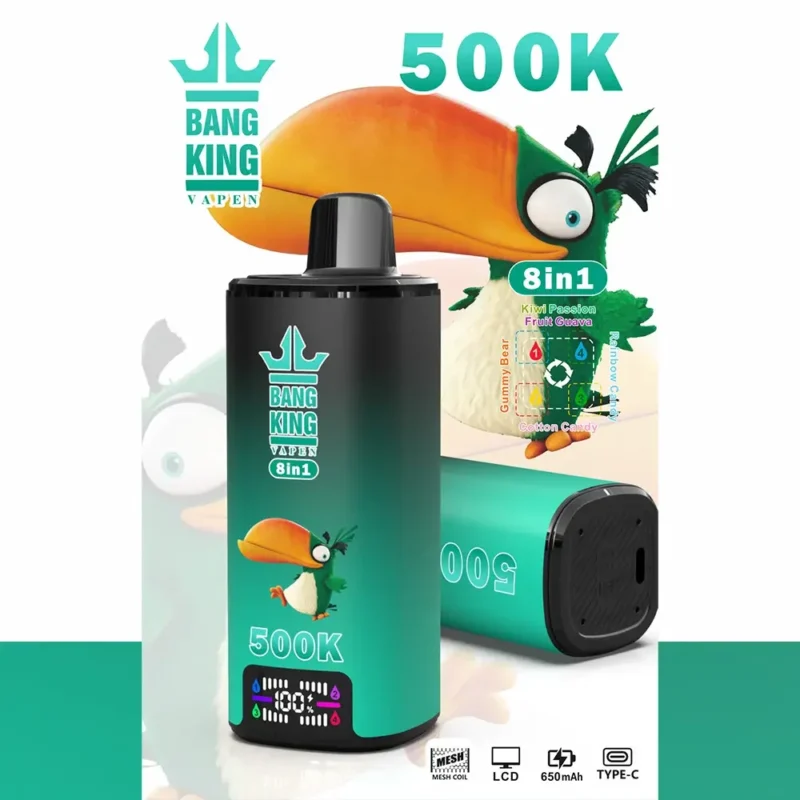 Puff 500k Bang King 500.000 Züge Einweg-E-Zigarette Kiwi, Passionsfrucht, Guave, Gummibärchen, Regenbogenbonbons, Zuckerwatte.jpg Devi