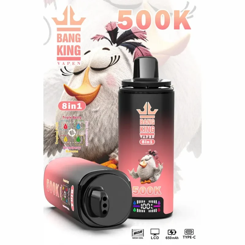 Puff 500k Bang King 500.000 Züge Einweg-E-Zigarette „Triple Berry Tropical Fruit Strawberry Banana Pink Lemonade.jpg“ Gerät