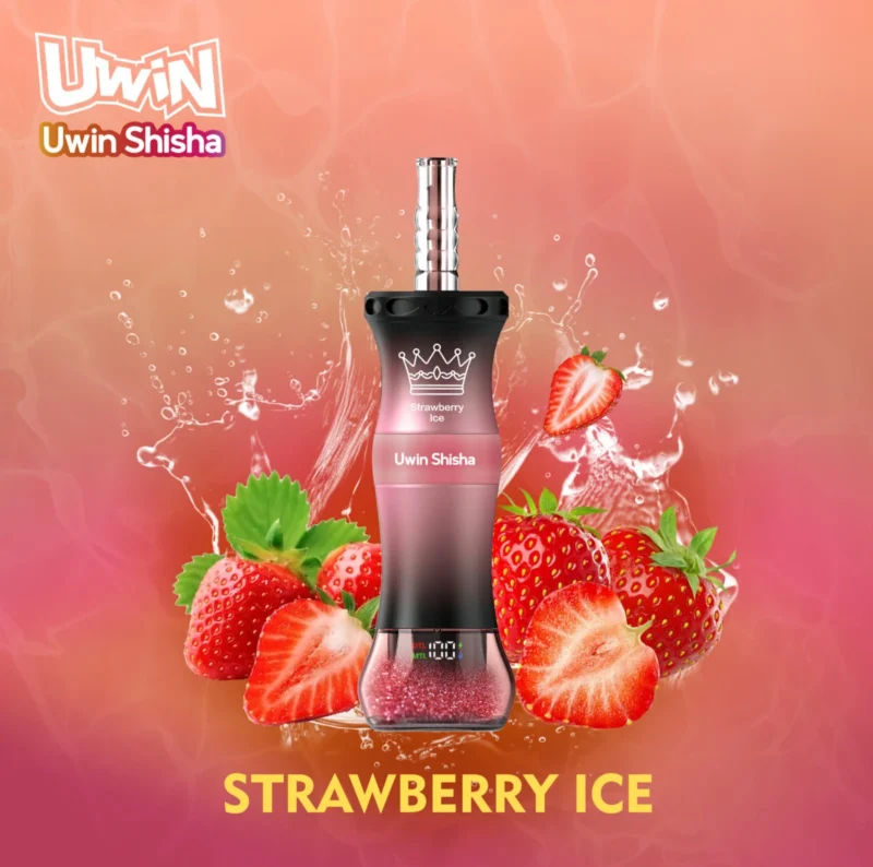 Uwin Shisha 300000 – Einweg-E-Zigarette mit 300.000 Zügen, DTL-Shisha-Design, Erdbeer-Eis-Geschmack