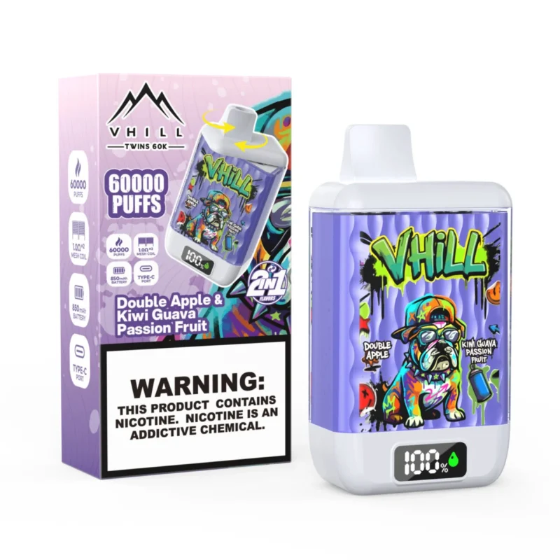 Vhill Twins 60k 60.000 Züge Einweg-E-Zigarette „Double Apple Kiwi Guava Passion Fruit“