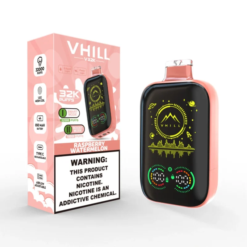 Vhill V32000 Einweg-E-Zigarette mit 32.000 Zügen, Geschmack: Himbeere-Wassermelone