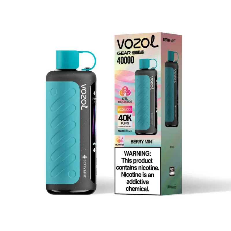 Vozol Gear Hookah 40000 (40k) Züge Einweg-E-Zigarette „Berry Mint“ (2 Geräte)