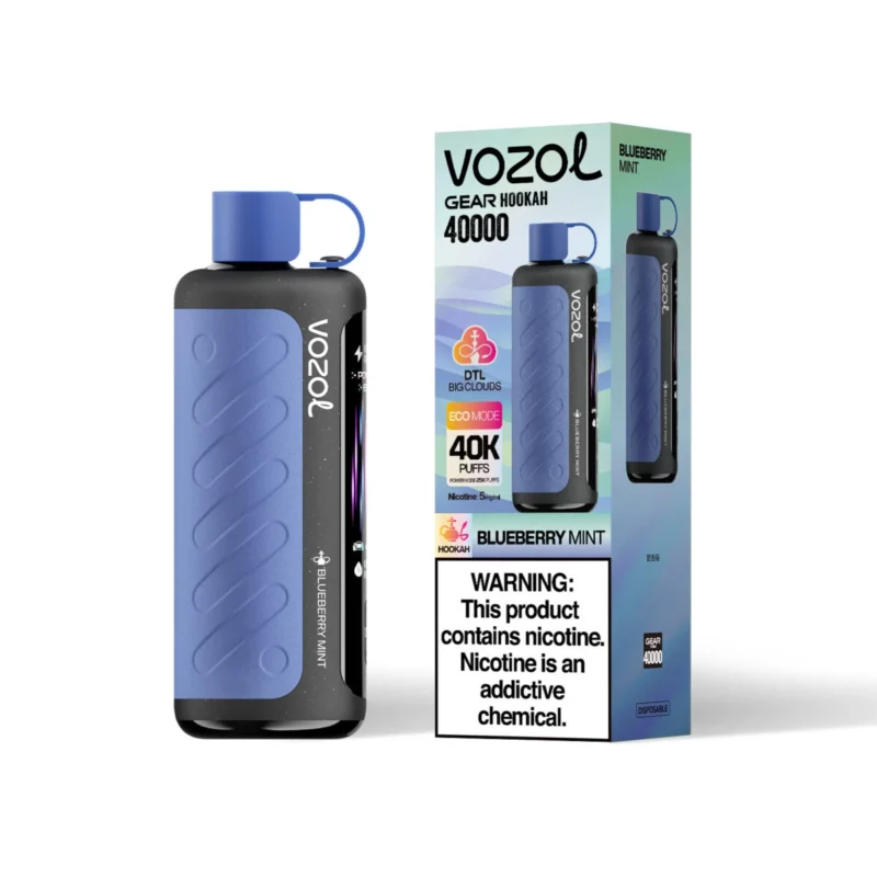 Vozol Gear Hookah 40000 40k Züge Einweg-E-Zigarette Blaubeere-Minze 2 Geräte
