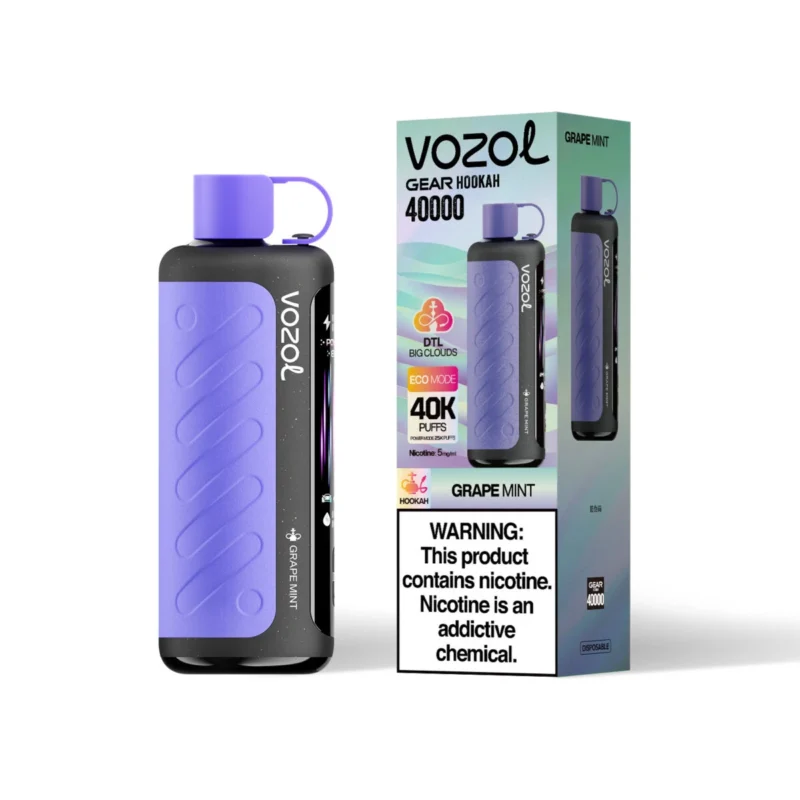 Vozol Gear Hookah 40000 40k Züge Einweg-E-Zigarette Traube-Minze 2 Geräte