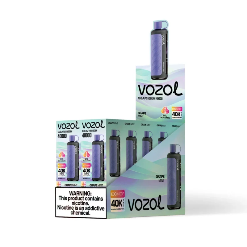 Vozol Gear Hookah 40000 – Einweg-E-Zigarette mit 40.000 Zügen, Geschmack: Traube-Minze