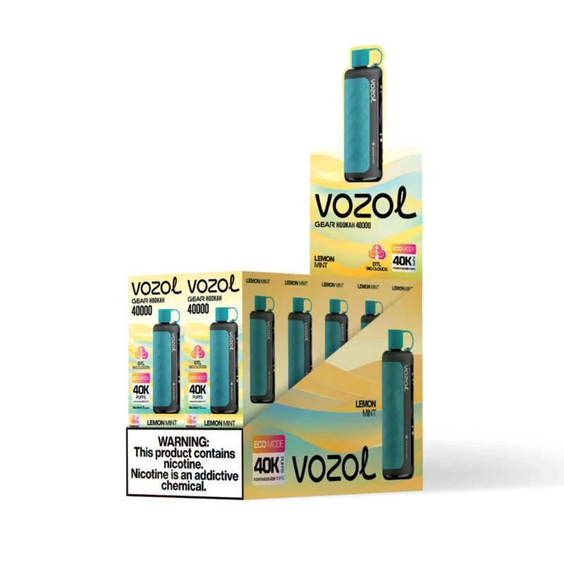 Vozol Gear Hookah 40000 – Einweg-E-Zigarette mit 40.000 Zügen, Geschmack: Zitrone-Minze