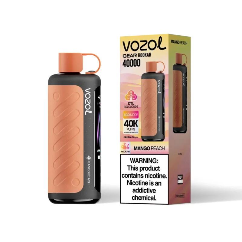 Vozol Gear Hookah 40000 – Einweg-E-Zigarette mit 40.000 Zügen, Geschmacksrichtung Mango-Pfirsich
