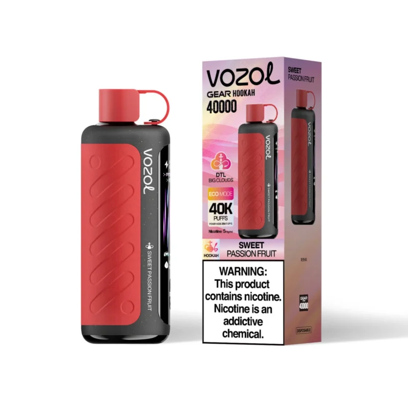 Vozol Gear Hookah 40000 – Einweg-E-Zigarette mit 40.000 Zügen, Geschmack „Sweet Passion Fruit“