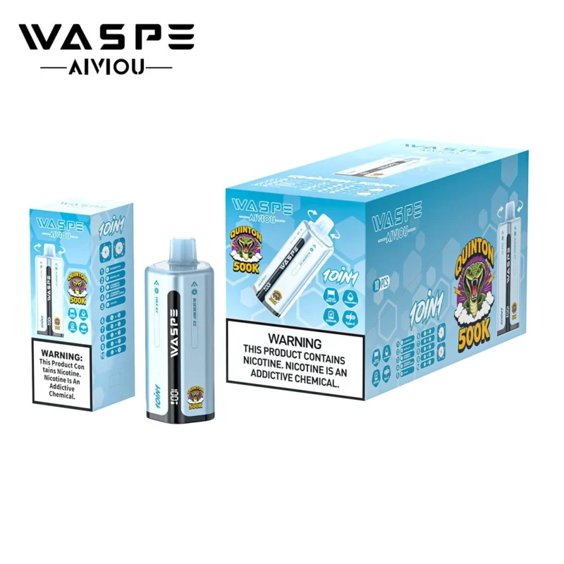 Waspe 500k 500.000 Züge – Blaubeere, Eis, Red Bull, Erdbeere, Wassermelone, Himbeere, Kirsche, Cola – 3 Einweg-E-Zigaretten