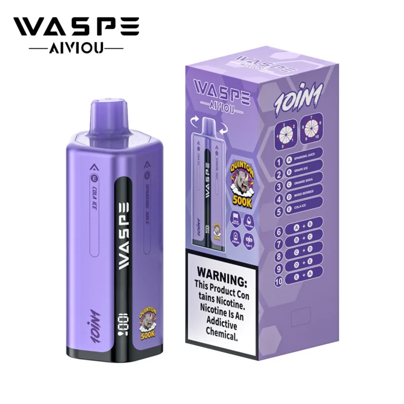 Waspe 500k 500.000 Züge Sparking Juice Traube, Eis, Orange, Limonade, Beerenmischung, Cola – Einweg-E-Zigarettengerät