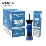 Waspe Shisha Hookah Einweg-E-Zigarette mit 300.000 Zügen, Blue Razz Lemon, 3 Geräte