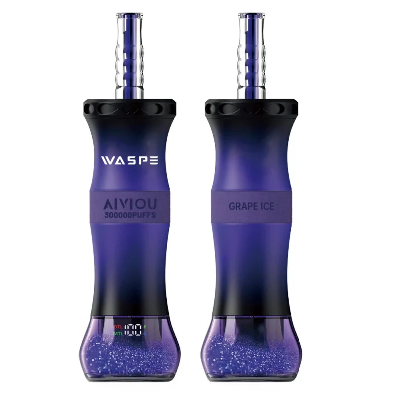 Waspe Shisha Hookah Einweg-E-Zigarette mit 300.000 Zügen, Geschmack „Grape Ice“, 1 Gerät