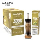 Waspe Shisha Hookah Einweg-Vape mit 300.000 Zügen, Zitronen-Minze, 3 Geräte