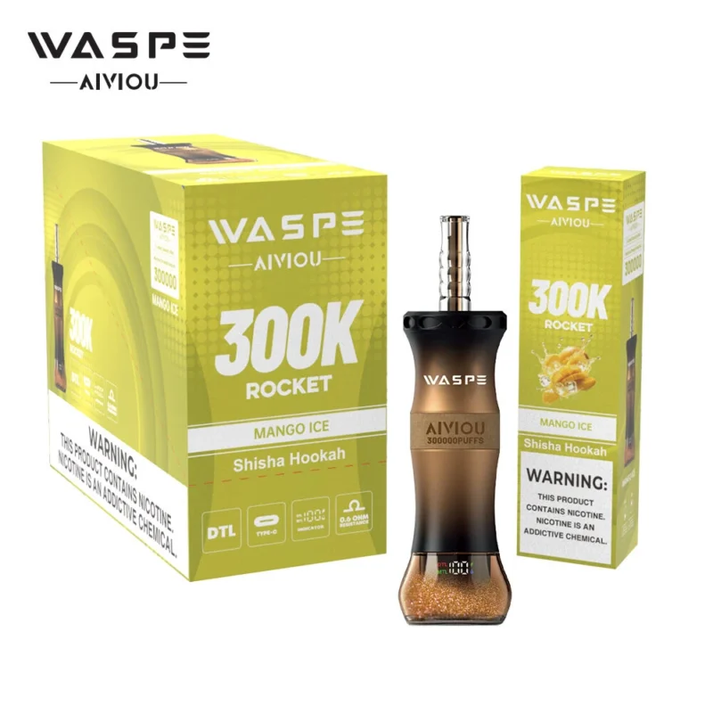 Waspe Shisha Hookah 300.000 Züge Einweg-Vape Mango Ice 3er-Pack