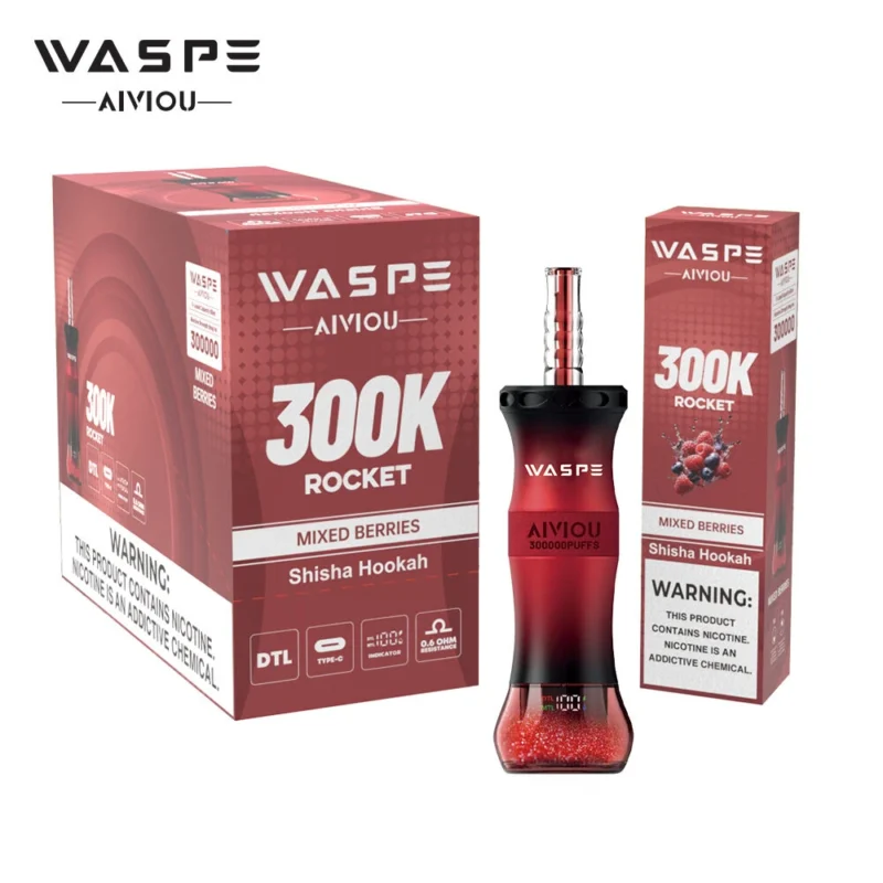 Waspe Shisha Hookah 300.000 Züge Einweg-E-Zigarette „Mixed Berries“ 3er-Pack