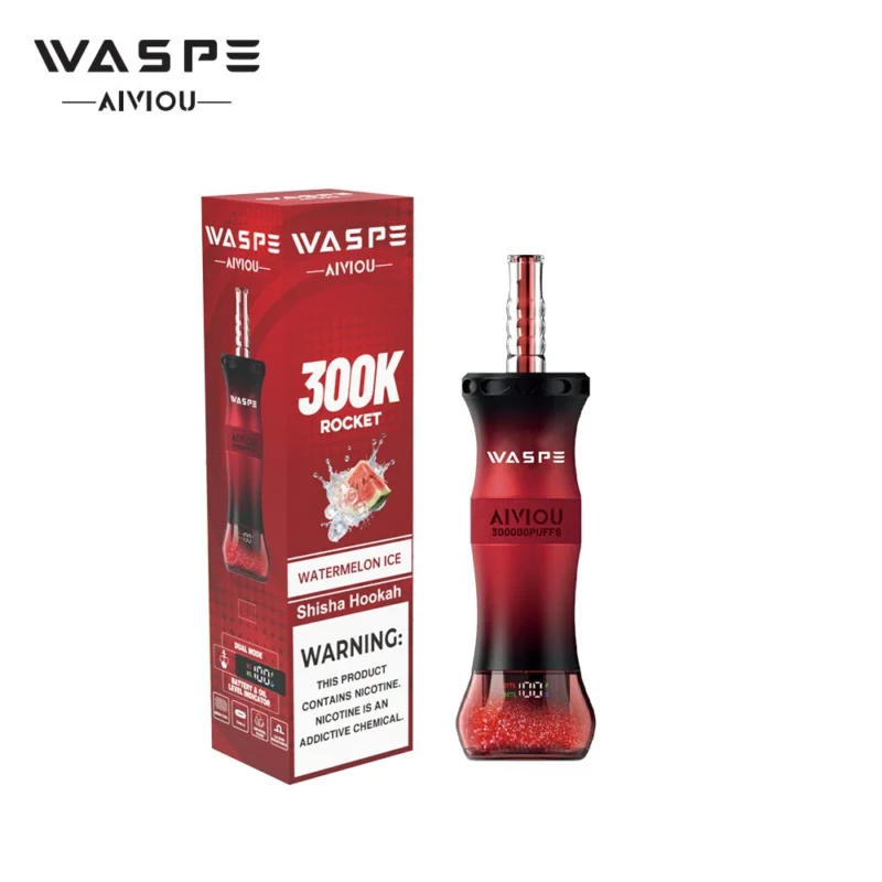 Waspe Shisha Hookah 300.000 Züge Einweg-E-Zigarette „Watermelon Ice“ (2er-Pack)