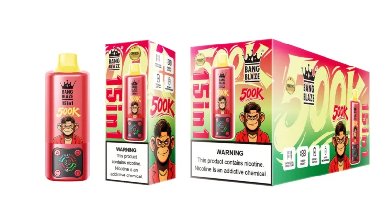 Vozolvapen Bang Blaze 500k 500.000 Züge 15-in-1-Vape-Geschmacksgruppe 04 Wassermelone, Eis, Regenbogenbonbons, Passionsfrucht, Mango, Bl