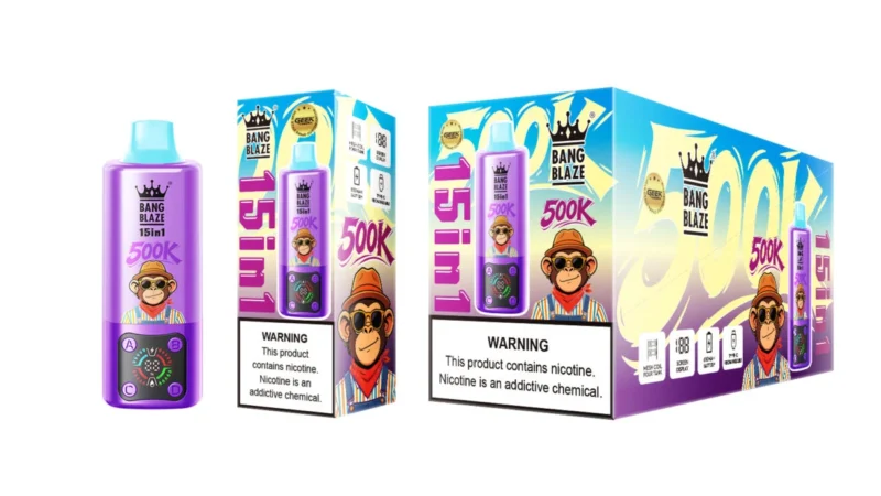 Vozolvapen Bang Blaze 500k 500.000 Züge 15-in-1-Vape-Geschmacksgruppe 06 Traube, Eis, Zitrone, Limette, Rot, Mojito, Wassermelone, Pitaya, D