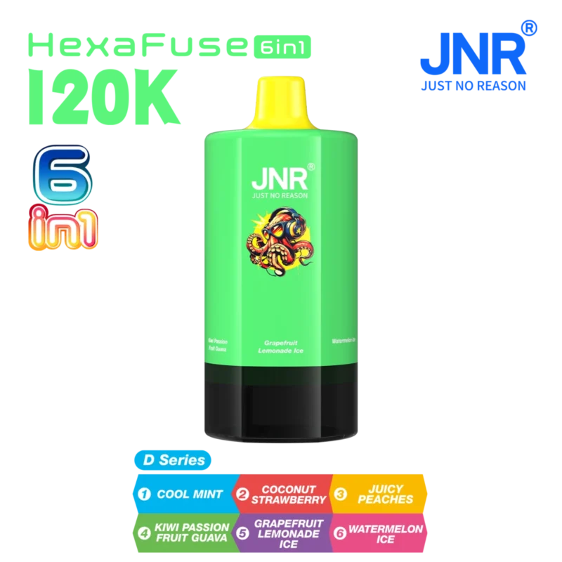 Vozolvapen Jnr Hexafuse 6-in-1, 120.000 Züge, Geschmacksauswahl, D-Serie 04, EU-Lager