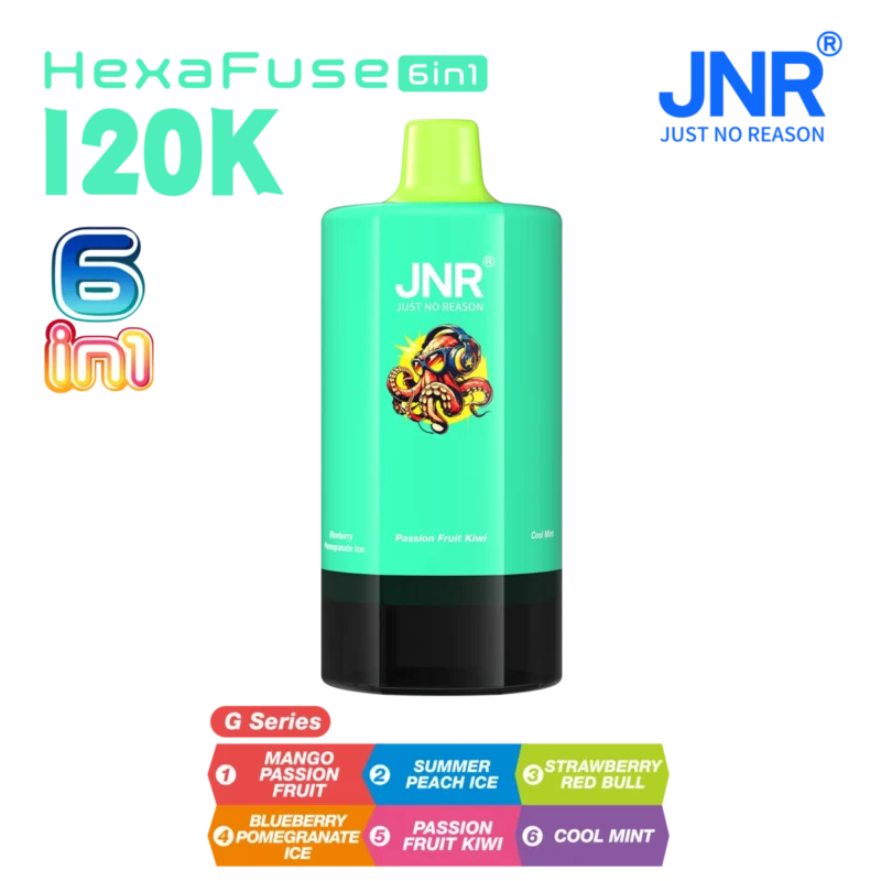 Vozolvapen Jnr Hexafuse 6-in-1, 120.000 Züge, Geschmacksauswahl, G-Serie 07, EU-Lager