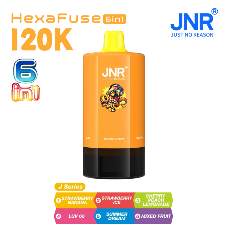 Vozolvapen Jnr Hexafuse 6-in-1, 120.000 Züge, Geschmacksauswahl, J-Serie, Lager in der EU