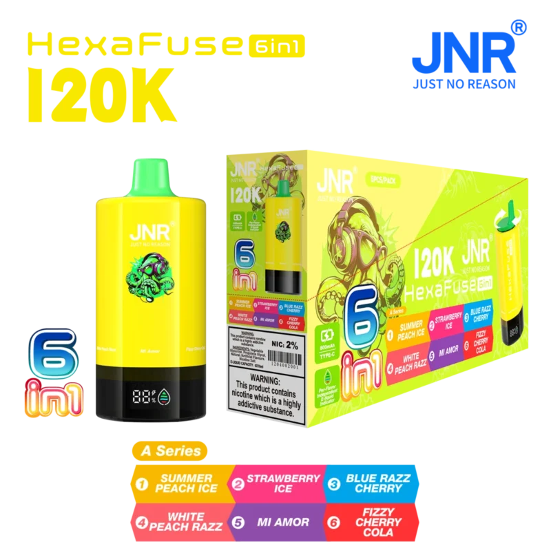 Vozolvapen Jnr Hexafuse 6-in-1, 120.000 Züge, mittlere Packungsgröße, Serie A 01, EU-Lager, Einweg-E-Zigarettengerät