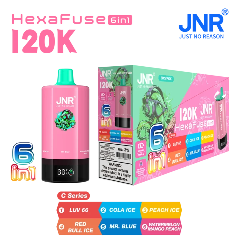 Vozolvapen Jnr Hexafuse 6-in-1, 120.000 Züge, mittlere Verpackung, C-Serie 03, EU-Lager, Einweg-E-Zigarettengerät