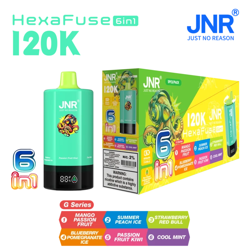 Vozolvapen Jnr Hexafuse 6-in-1 120.000 Züge, mittlere Packungsgröße, G-Serie 07, aus dem EU-Lager, Einweg-E-Zigarettengerät