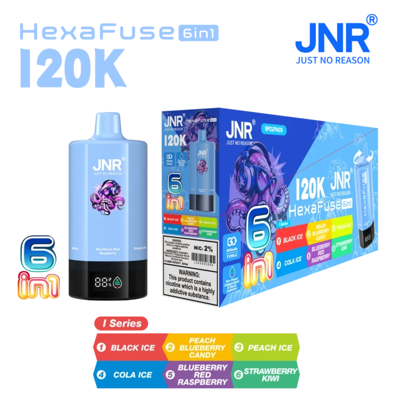 Vozolvapen Jnr Hexafuse 6-in-1, 120.000 Züge, mittlere Packungsgröße, Serie I, 09, EU-Lager, Einweg-E-Zigarettengerät