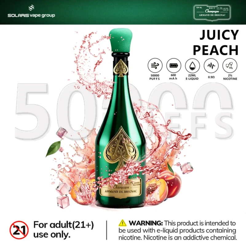 Vozolvapen Solaris Champagne 50k, 50.000 Züge, 2 Prozent Nikotin, Juicy Peach, EU-Lager, Einweg-E-Zigarettengerät