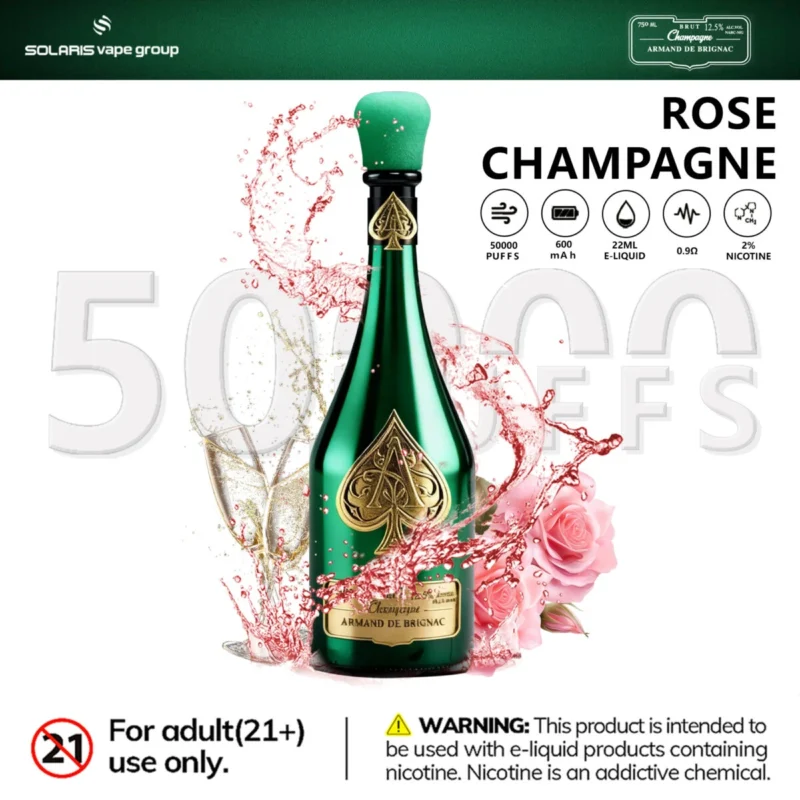 Vozolvapen Solaris Champagne 50k, 50.000 Züge, 2 Prozent Nikotin, Rose, EU-Lager, Einweg-E-Zigarettengerät