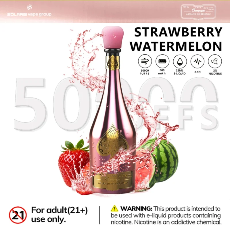 Vozolvapen Solaris Champagne 50k, 50.000 Züge, 2 Prozent Nikotin, Erdbeere-Wassermelone, EU-Lager, Einweg-E-Zigaretten-Gerät