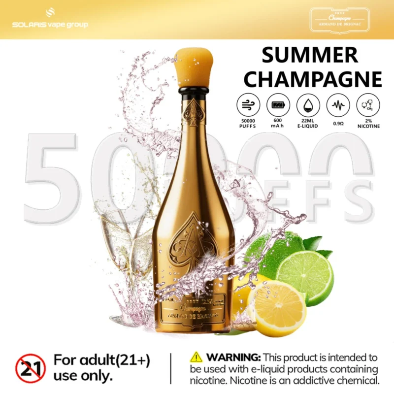 Vozolvapen Solaris Champagne 50k, 50.000 Züge, 2 Prozent Nikotin, Summer Ice, EU-Lager, Einweg-E-Zigarette