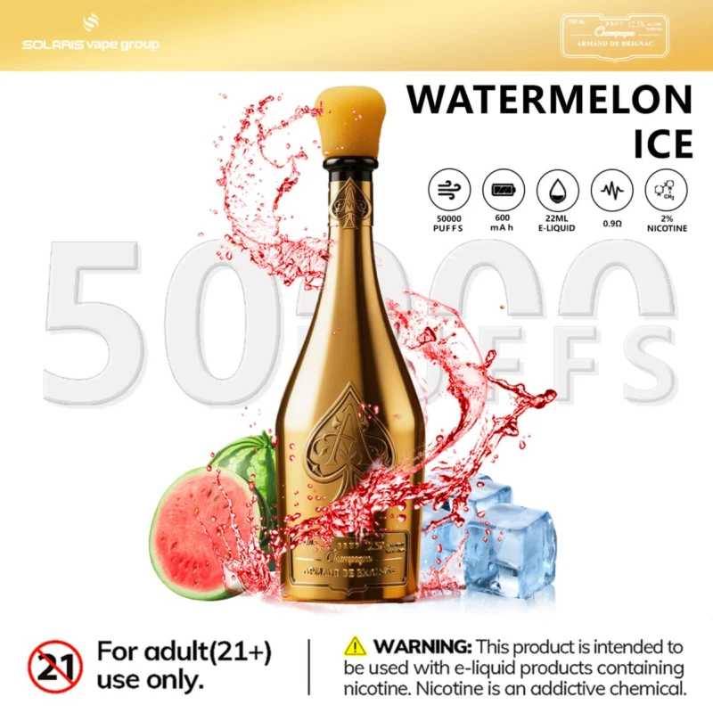 Vozolvapen Solaris Champagne 50k, 50.000 Züge, 2 Prozent Nikotin, Wassermelone-Eis, EU-Lager, Einweg-E-Zigarettengerät
