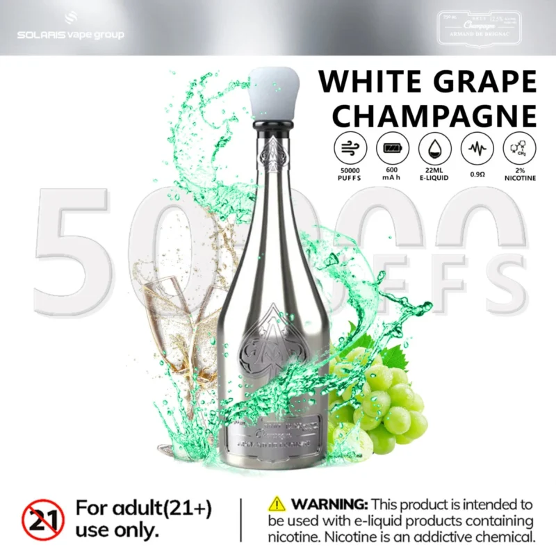 Vozolvapen Solaris Champagne 50k, 50.000 Züge, 2 Prozent Nikotin, weiße Traube, EU-Lager, Einweg-E-Zigarette