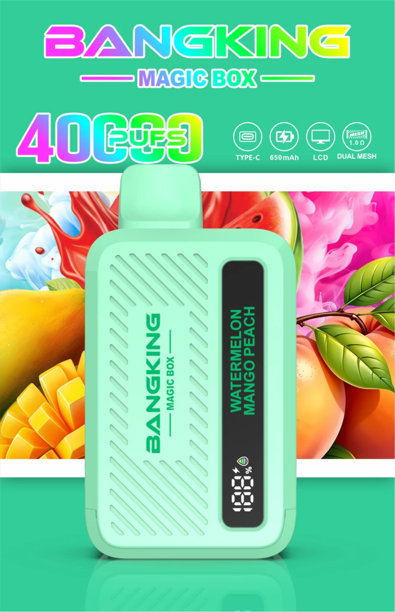 vozolvapen-bang-king-magic-box-40000-puffs-watermelon-mango-peach-flavor-image-016 Vozolvapen Bang King Magic Box 40.000 Züge, Geschmack: Wassermelone, Mango, Pfirsich, Bild 016, Einweg-E-Zigarette