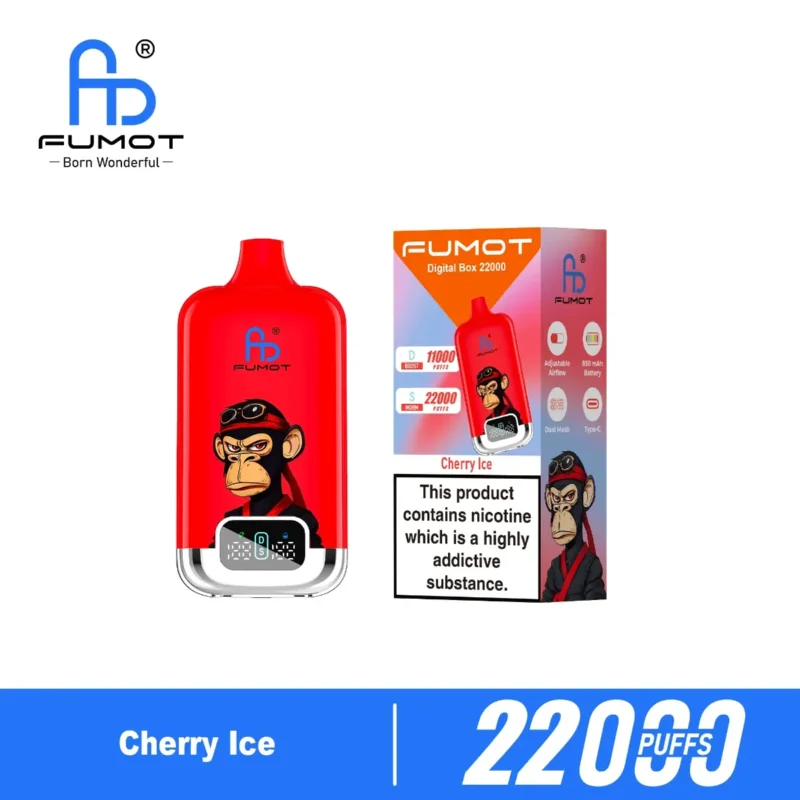 Vozolvapen Fumot Digital 22.000 Züge, Geschmack „Cherry Ice“, Produktbild 003, Einweg-E-Zigarettengerät