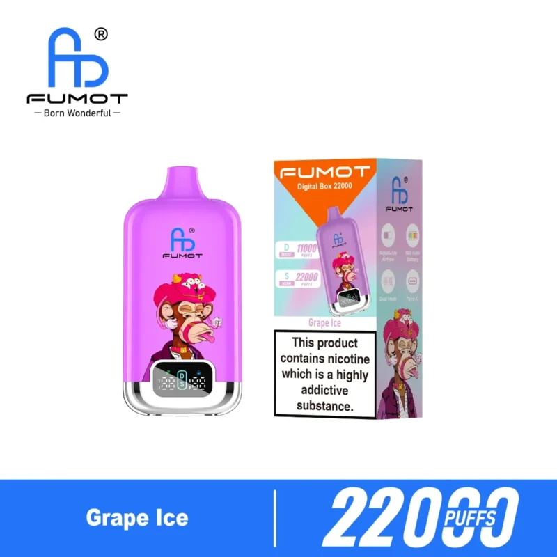 Vozolvapen Fumot Digital 22.000 Züge, Geschmack „Grape Ice“, Produktbild 004, Einweg-E-Zigarette